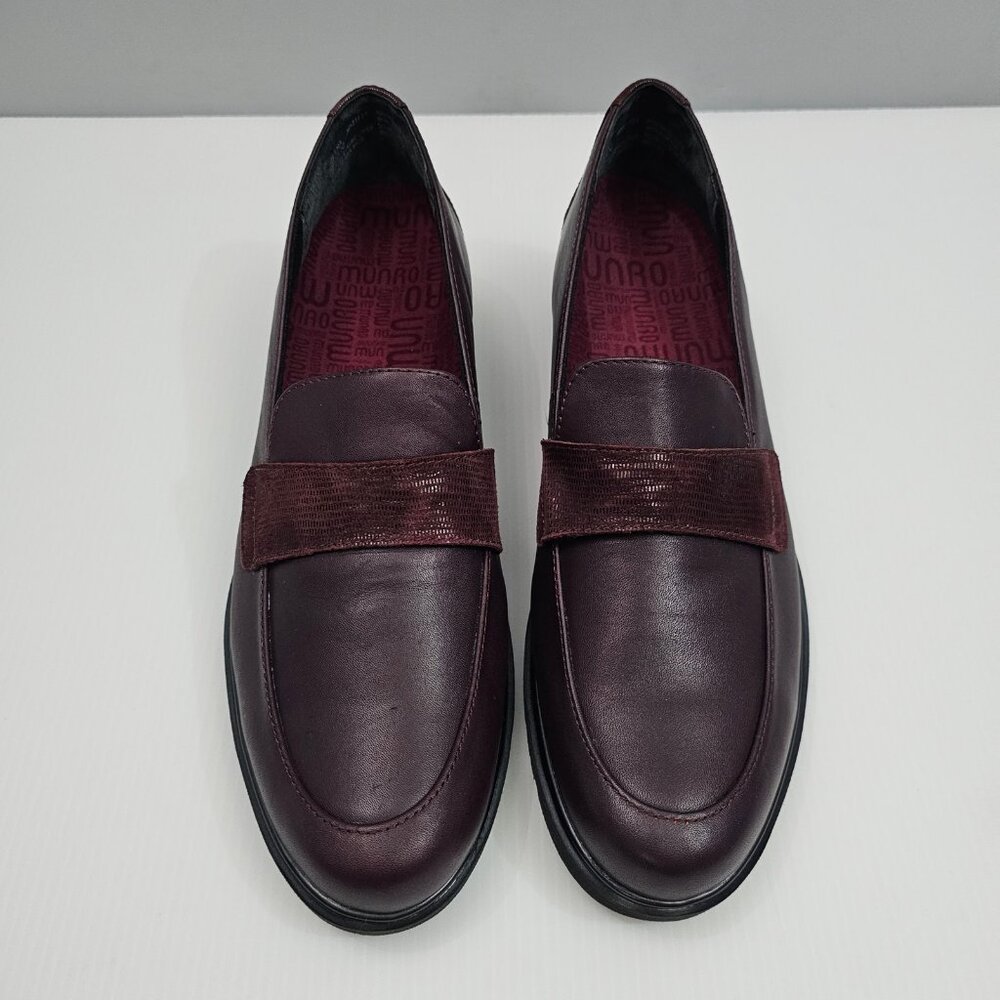 Munro Geena Comfort Loafer Womens 8.5 NARROW Burgundy Wine Leather Slip On NEW - Picture 4 of 14